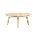 **Ronde Houten Salontafel met Metaalondersteuning**