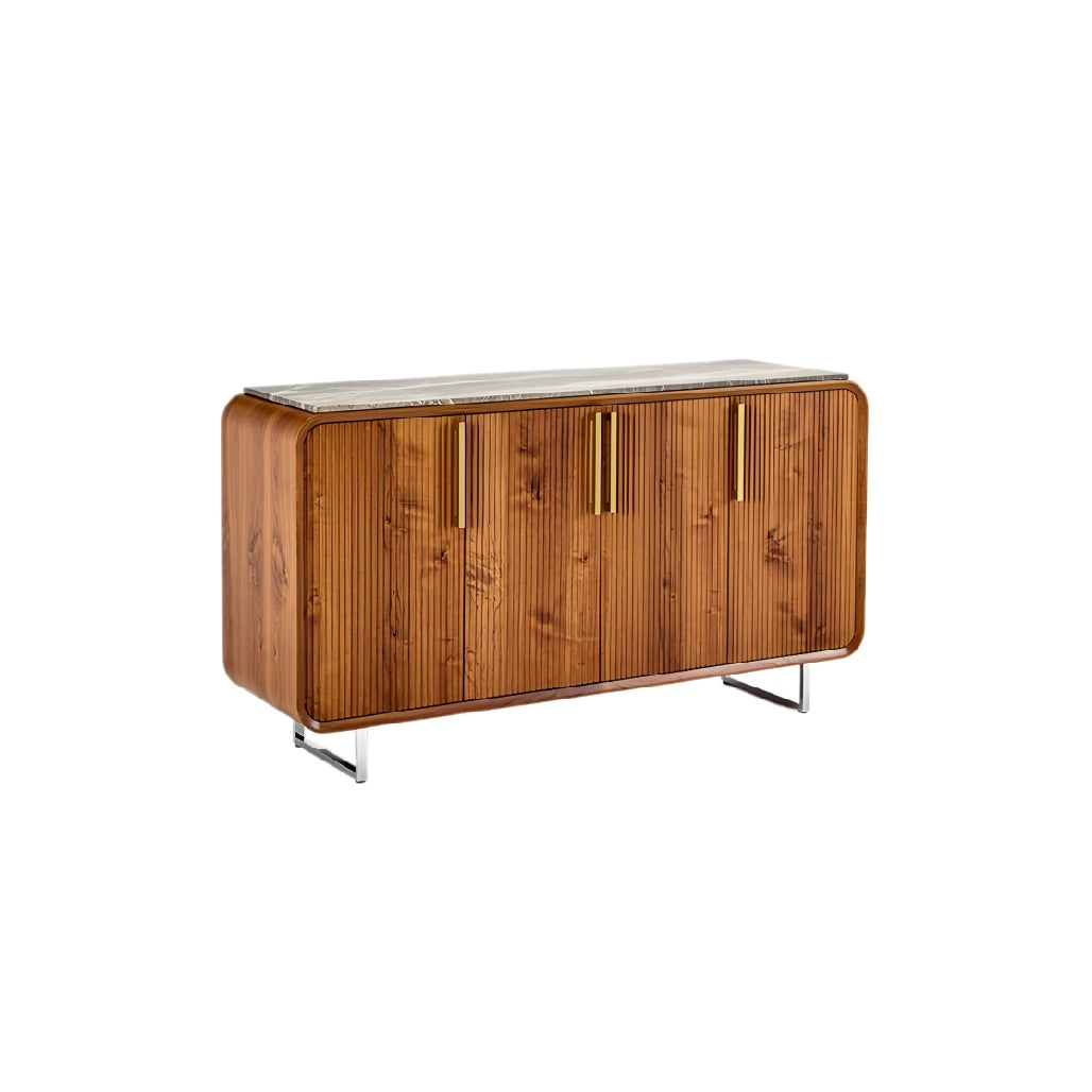 **Moderne houten dressoir met metalen handgrepen**
