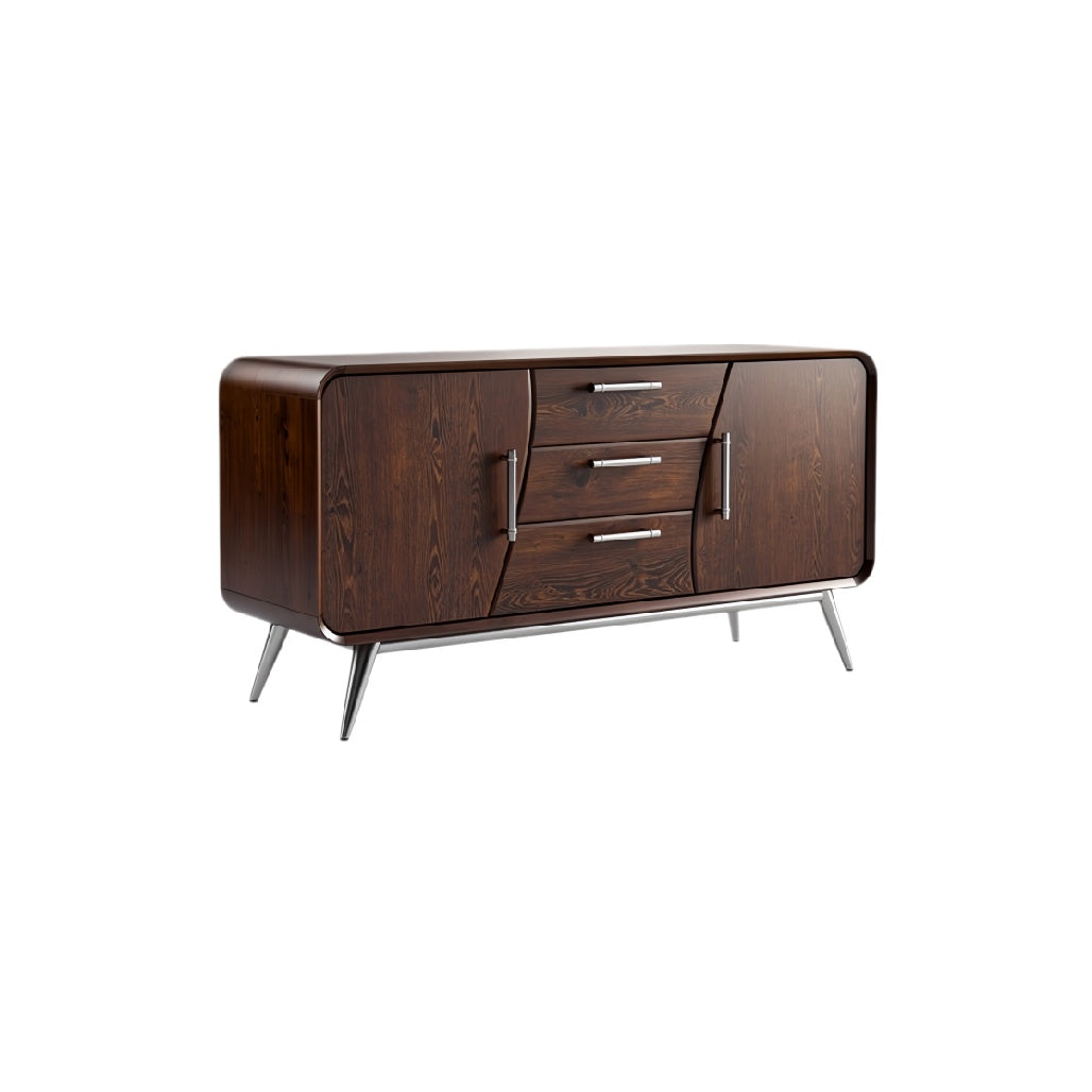 **Technische Titel in het Nederlands: Moderne eikenhouten dressoir met metalen poten**