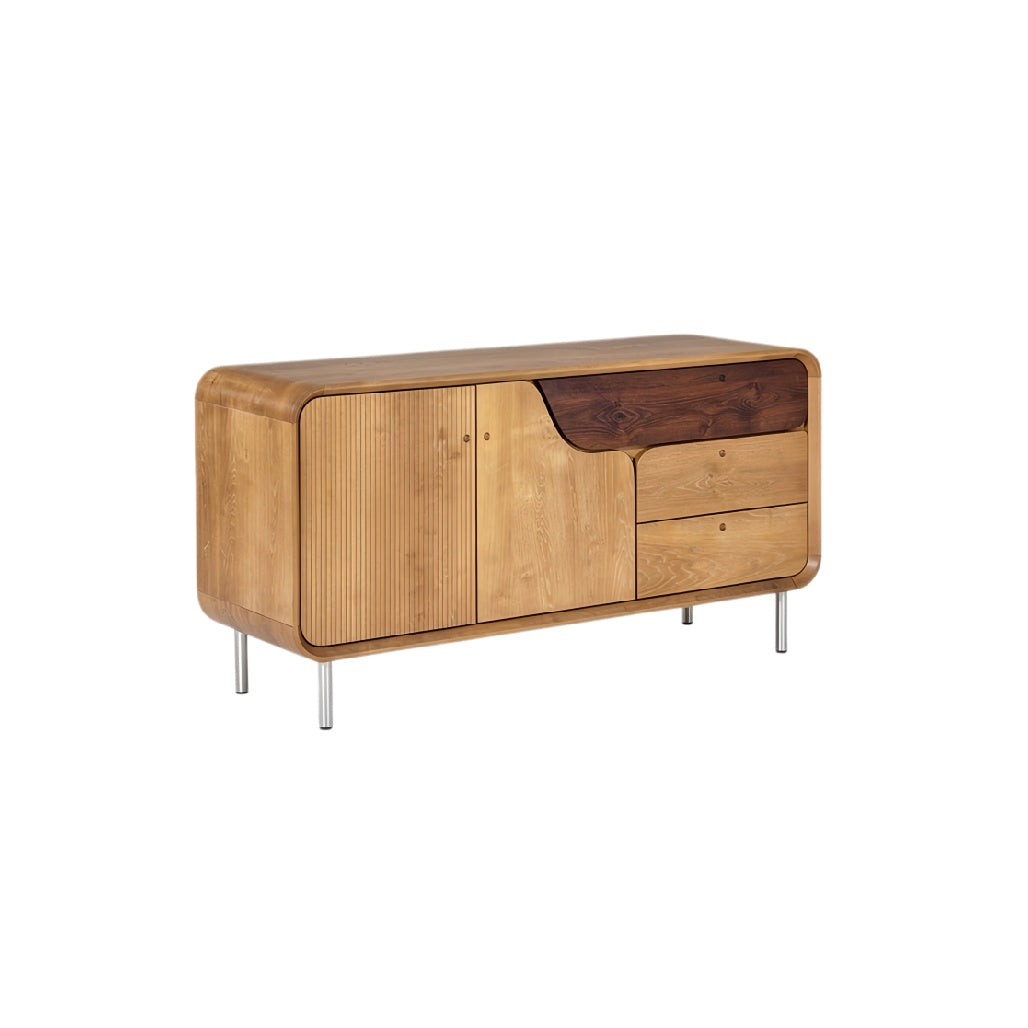 **Houten Dressoir met Organisch Ontwerp en Minimalistische Stijl**
